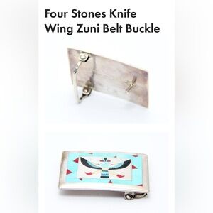 HM Connasis Four Stones Knife Wing Zuni Belt Buckle